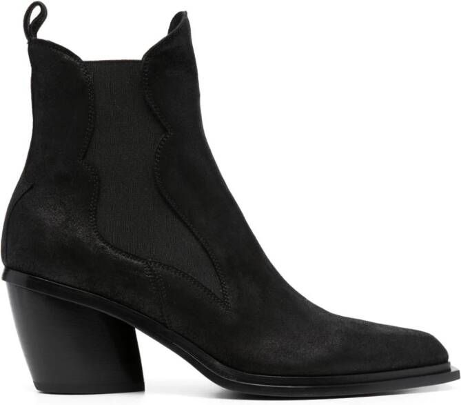 Sartore 70mm square-toe leather boots Black