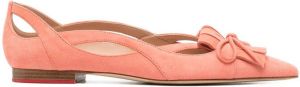 Scarosso bow-detail pointed-toe ballerina shoes Neutrals