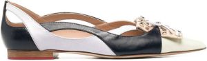 Scarosso bow-detail pointed-toe ballerina shoes Neutrals