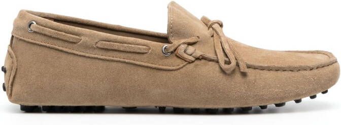 Scarosso bow-detail suede loafers Neutrals