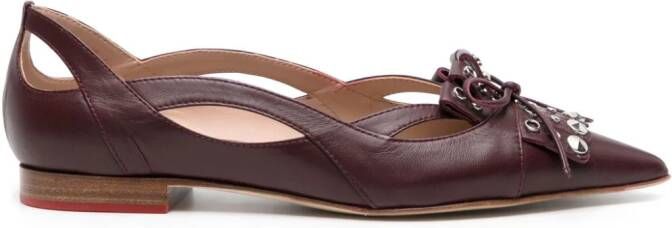 Scarosso Cherry leather ballerina shoes Purple