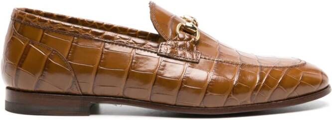 Scarosso crocodile-effect leather loafers Brown