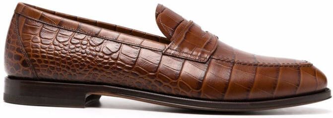 Scarosso crocodile effect loafers Brown