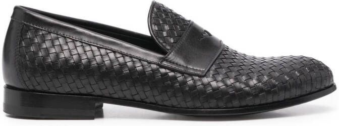 Scarosso Delfina woven leather loafers Black