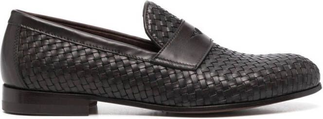 Scarosso Delfina woven leather loafers Brown