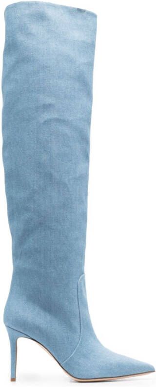 Scarosso denim 85mm thigh-high boots Blue