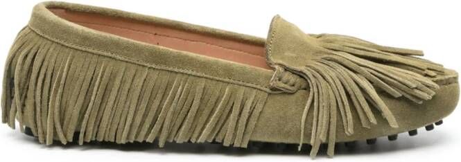 Scarosso fringed suede loafers Green