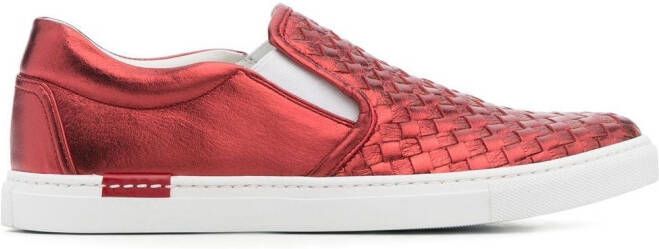 Scarosso Gabriella woven leather sneakers Red
