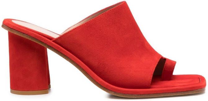 Scarosso Gwen 85mm suede mules Red