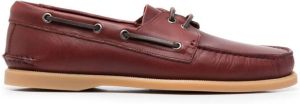 Scarosso Jude leather boat shoes Red