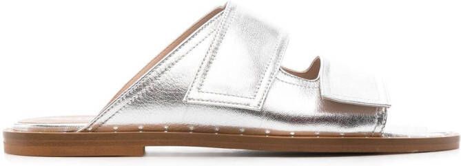 Scarosso Karen metallic slide sandals Grey
