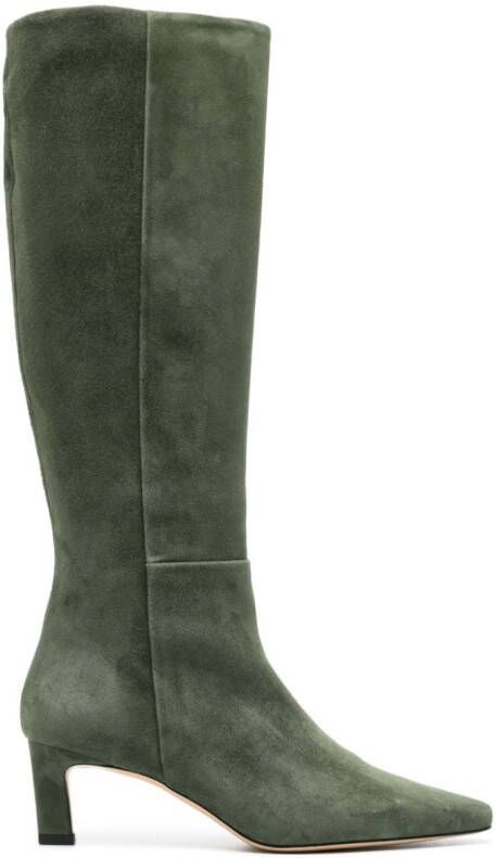 Scarosso Kira 50mm suede boots Green