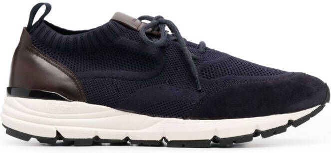 Scarosso knitted-upper suede sneakers Blue