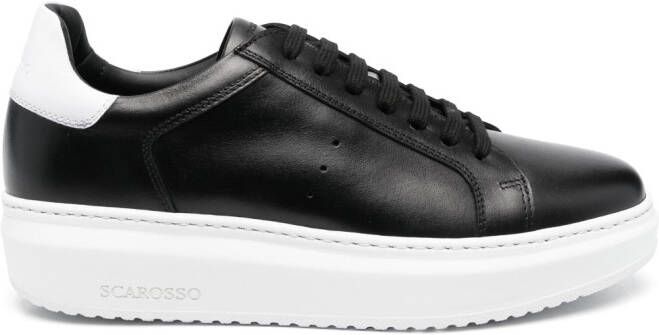 Scarosso lace-up leather sneakers Black