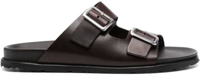 Scarosso leather buckle sandals Brown