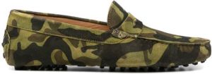 Scarosso Michael camouflage driving suede loafers Green
