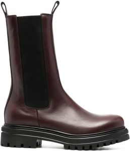 Scarosso Naomi ridged leather boots Red
