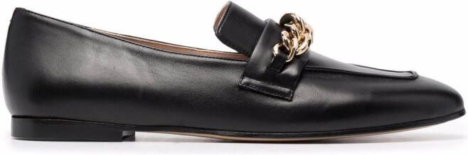 Scarosso Nicole chain-embellished leather loafers Black