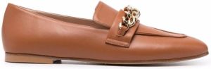 Scarosso Nicole chain-embellished leather loafers Brown