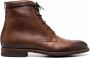 Scarosso shearling-lined lace-up leather boots Brown - Thumbnail 1