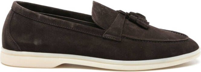 Scarosso tassel-detail suede loafers Brown