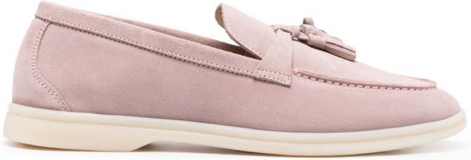 Scarosso tassel detail suede loafers Pink