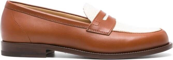 Scarosso two-tone leather loafers Brown