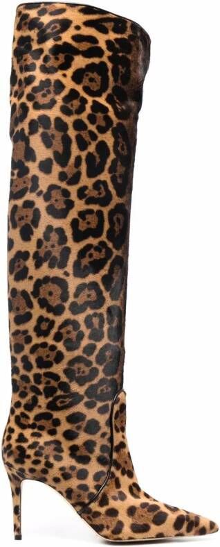 Scarosso x Brian Atwood Carra leopard-print boots Brown