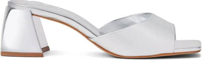 Schutz 64mm square-toe leather sandals Silver