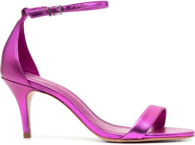 Schutz 80mm metallic-effect leather sandals Pink