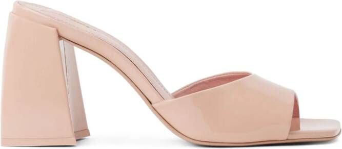 Schutz 90mm square-toe patent leather sandals Pink