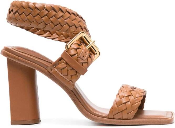 Schutz 95mm braided leather sandals Brown