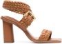Schutz 95mm braided leather sandals Brown - Thumbnail 1