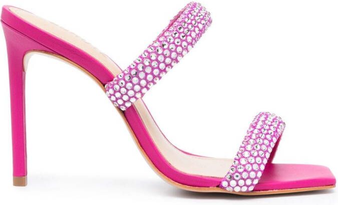 Schutz crystal-embellished leather sandals Pink