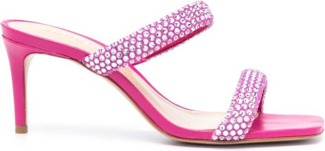 Schutz crystal-embellished leather sandals Pink