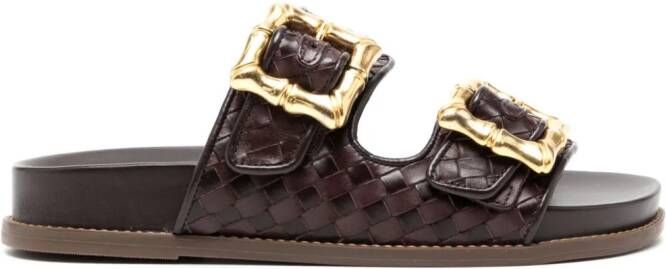 Schutz Enola woven leather sandals Brown