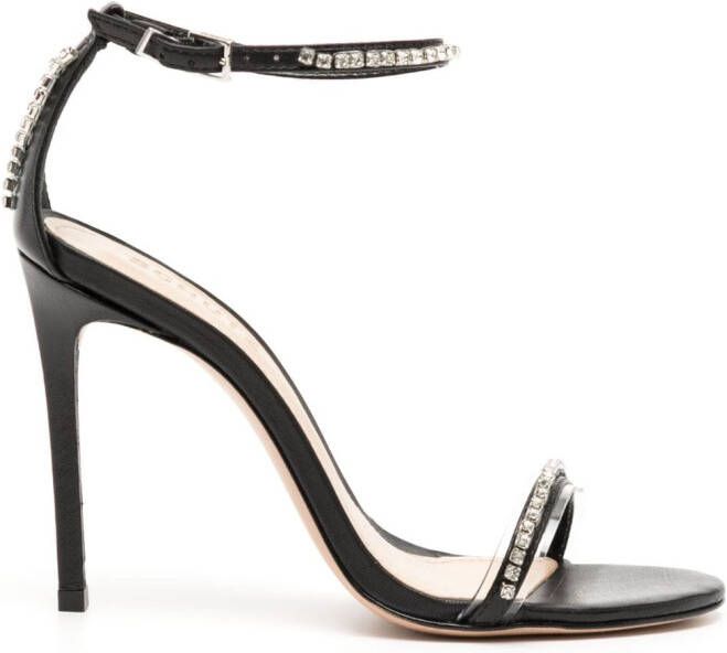 Schutz Fabienne 110mm crystal-embellished leather sandals Black