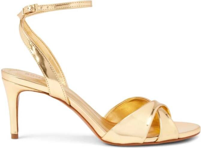 Schutz Hilda 80mm patent leather sandals Gold