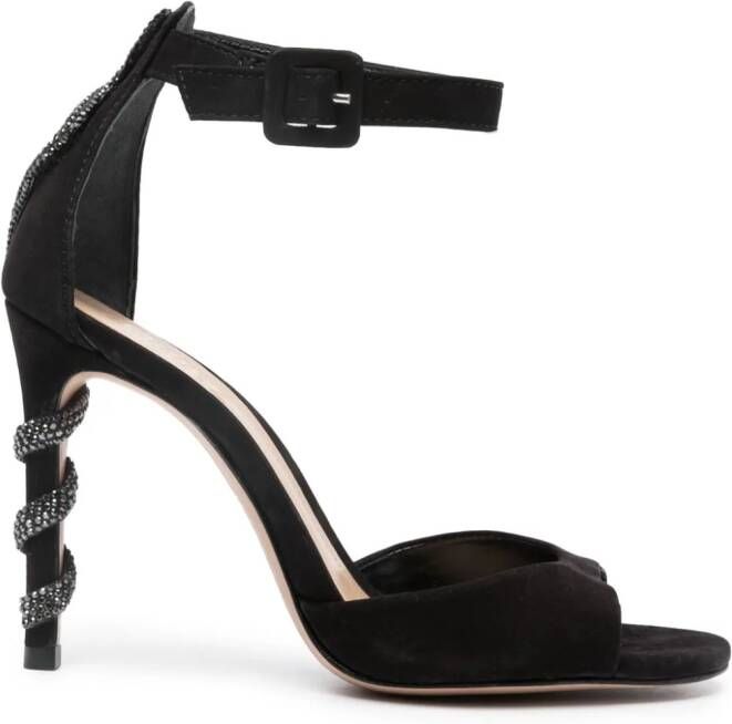 Schutz metallic-snake suede sandals Black
