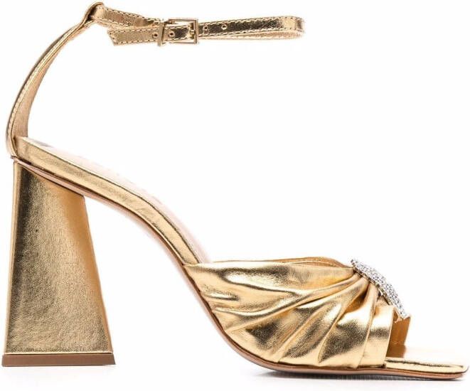 Schutz ruched-detail open toe sandals Gold