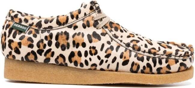 Sebago leopard-print square toe loafers Neutrals