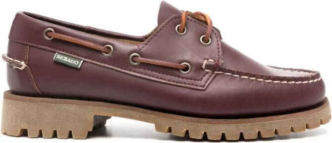 Sebago rope-detailed leather loafers Red