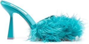 Sebastian Milano feather-trim 110mm heeled mules Blue
