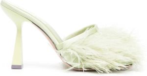 Sebastian Milano feather-trim 110mm heeled mules Green