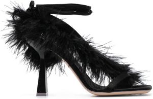 Sebastian Milano Marie A. 110mm feather-trim sandals Black