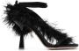 Sebastian Milano Marie A. 110mm feather-trim sandals Black - Thumbnail 1