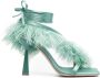 Sebastian Milano Marie A. 110mm feather-trim sandals Green - Thumbnail 1