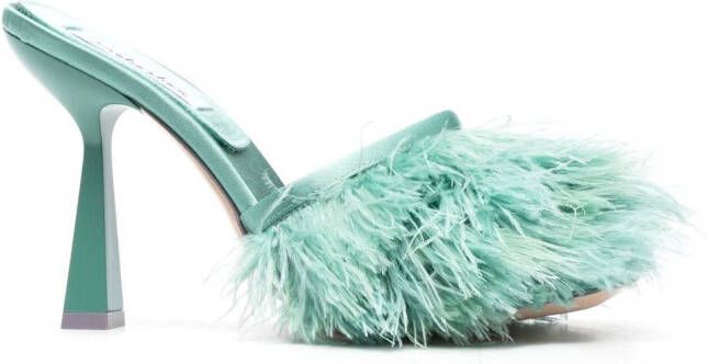 Sebastian Milano Sebastian 110mm feather-trim sandals Green