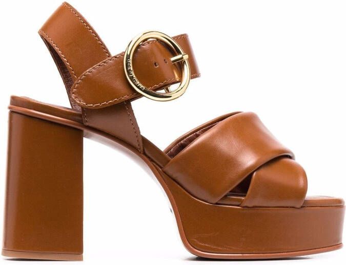 See by Chloé 105mm Lyna leather sandals Brown