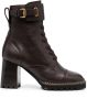 See by Chloé 80mm lace-up leather boots Brown - Thumbnail 1